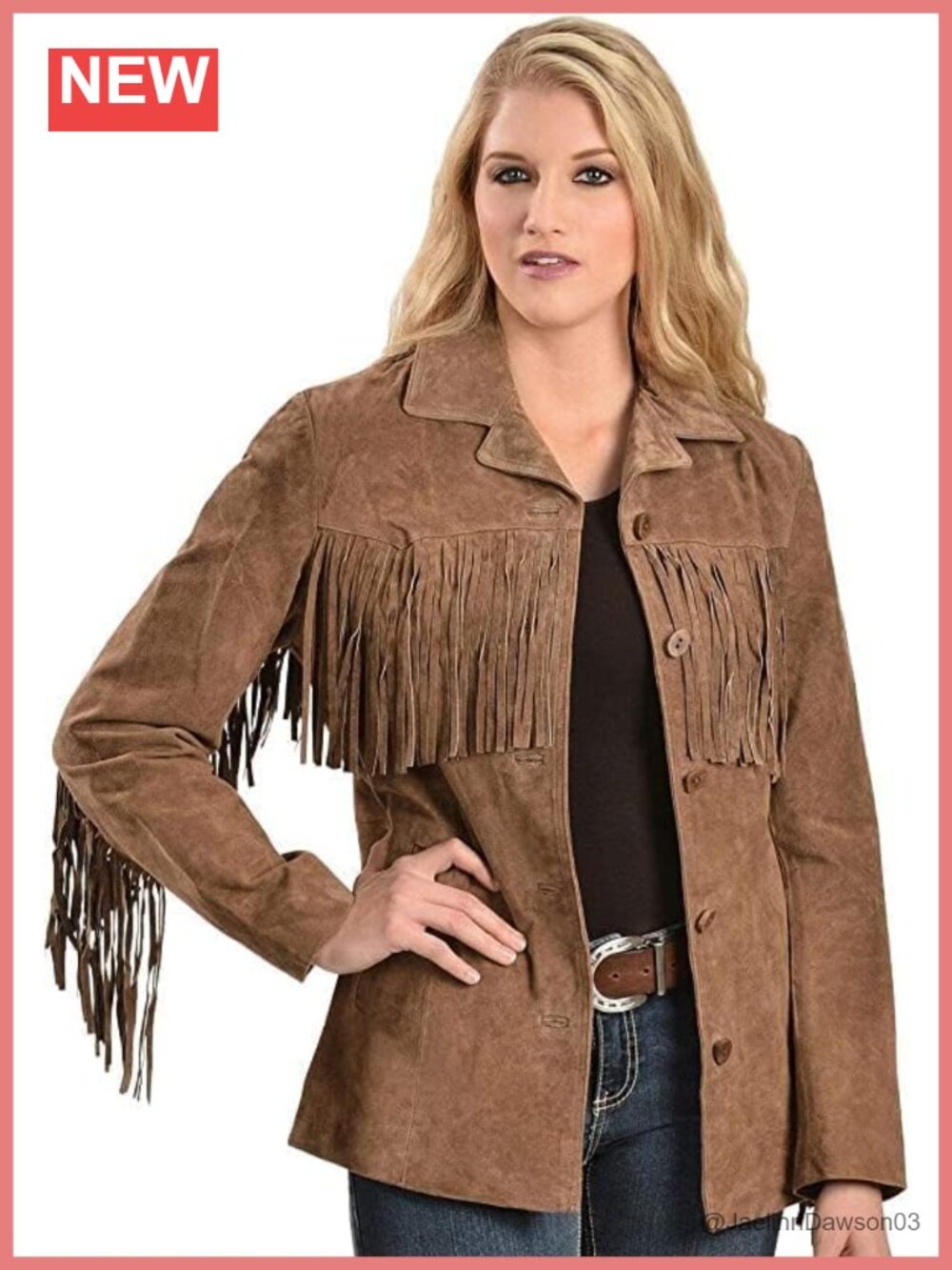 100% Genuine Suede Leather Jacket Western Fringe Cowgirl Coat
